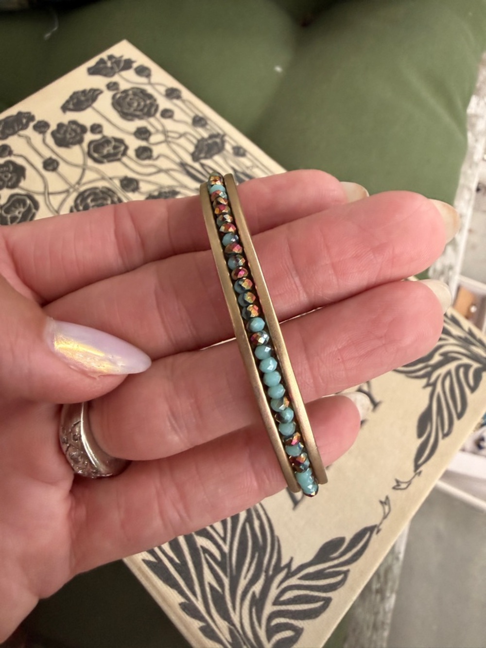 Jessica Simpson Turquoise and Multicolor Beaded Bar Bracelet